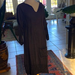 Cynthia Ashby brown heavy linen dress
